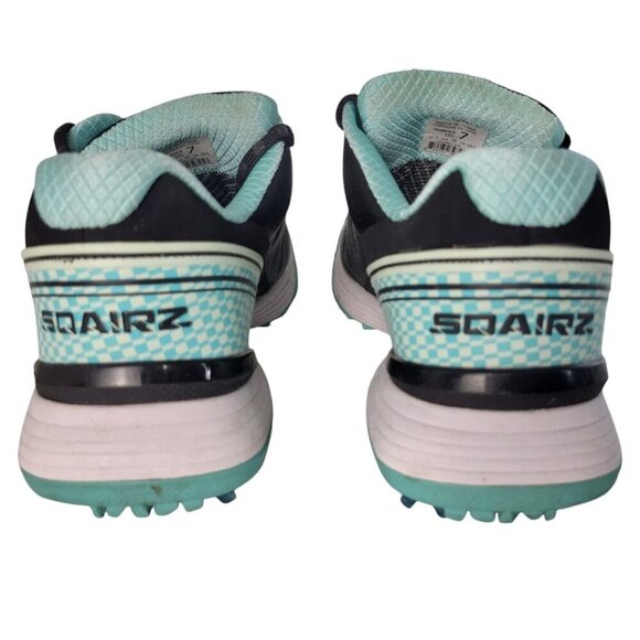 Sqairz Arrow Golf Shoes Womens Sz 7 Black Blue Waterproof Spikes Sneakers Preppy - Picture 9 of 14